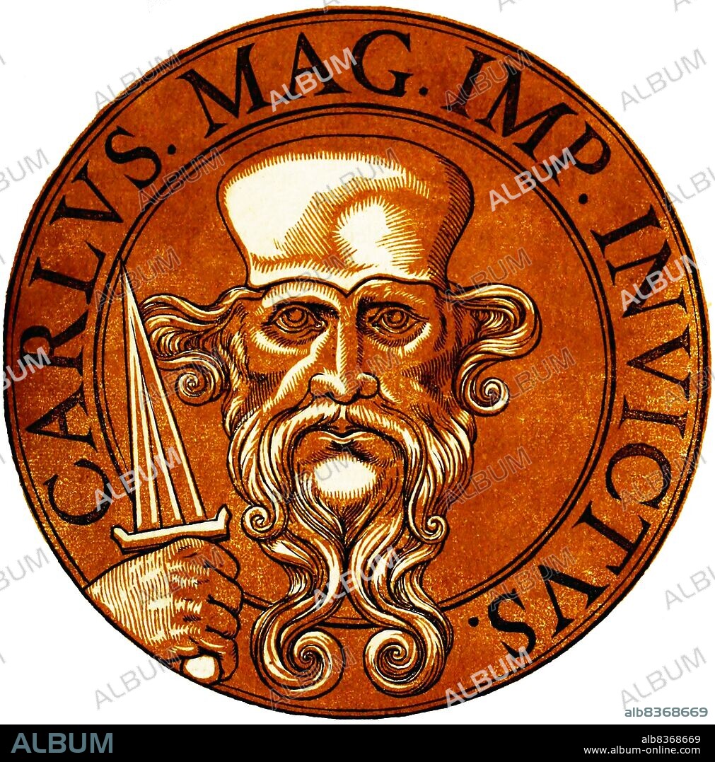 Charlemagne (742/747/748-814), also known as Charles the Great or Charles I was the eldest child of King of the Franks, Pepin the Short. He took the Frankish throne after his father's death in 768, initially co-ruling with his brother Carloman I, who died in 771, leaving Charlemagne as undisputed ruler of the Franks.<br/><br/>. Charlemagne considered himself a protector of the papacy, and invaded northern Italy to remove the Lombards from power, becoming King of Italy in 774. He also led incursions into Muslim Spain and campaigned against the Saxons of the east, Christianising them upon penalty of death, resulting in events such as the Massacre of Verden. Uniting large swathes of Western Europe during the early Middle Ages, Charlemagne reached the height of his power when he was crowned 'Emperor of the Romans' in 800, recognised as the true successor of the Roman emperors of old.<br/><br/>. Now ruling as Holy Roman emperor, Charlemagne's conquests instigated the Carolingian Renaissance, a period of enlightenment and cultural activity for the Western Church. The Byzantine Empire and the Eastern Orthodox Church viewed him more controversially however, with Empress Irene actively supporting Charlemagne's rivals. Charlemagne eventually died in 814, ruling as emperor for just over thirteen years, and was laid to rest in his imperial capital of Aachen, in modern-day Germany. He is often called the 'Father of Europe' (Pater Europae).