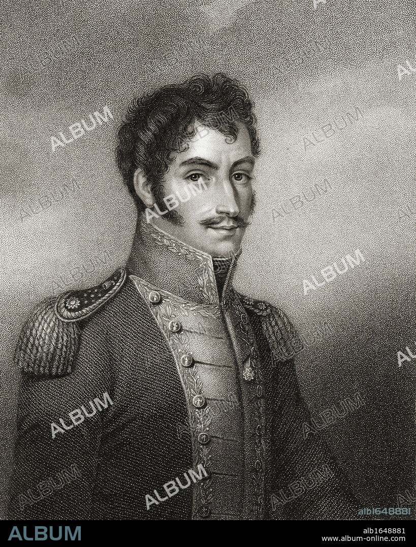 Simon Bolivar, aka The Liberator, 1783-1830. Venezuelen soldier and statesman, president of Colombia and Peru. From the book 'Gallery of Portraits' published London 1833.