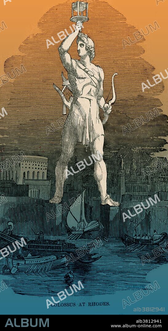Colossus of Rhodes. This vast bronze statue of the Greek sun god Helios, one of the Seven Wonders of the Ancient World, stood at the entrance to the harbor at Rhodes, a Greek island in the Aegean Sea. The statue, completed in 282 BC, was 33 meters tall. It was destroyed 56 years later in an earthquake.