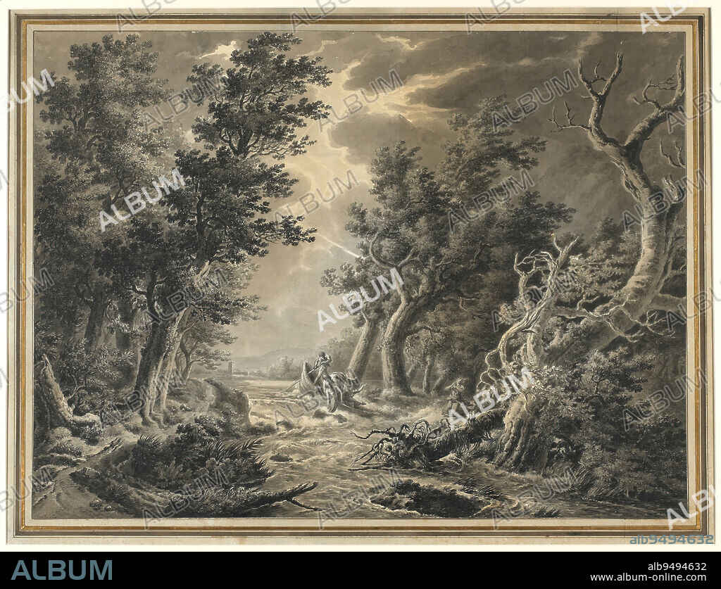 The Storm, 18th century, Jean-Antoine Constantin, called Constantin d'Aix, 1756-1844, French, 23 3/4 x 31 3/4 in. (60.33 x 80.65 cm) (image)24 x 32 1/4 in. (60.96 x 81.92 cm) (sheet), Pen, ink, and grey wash, France, 18th century.