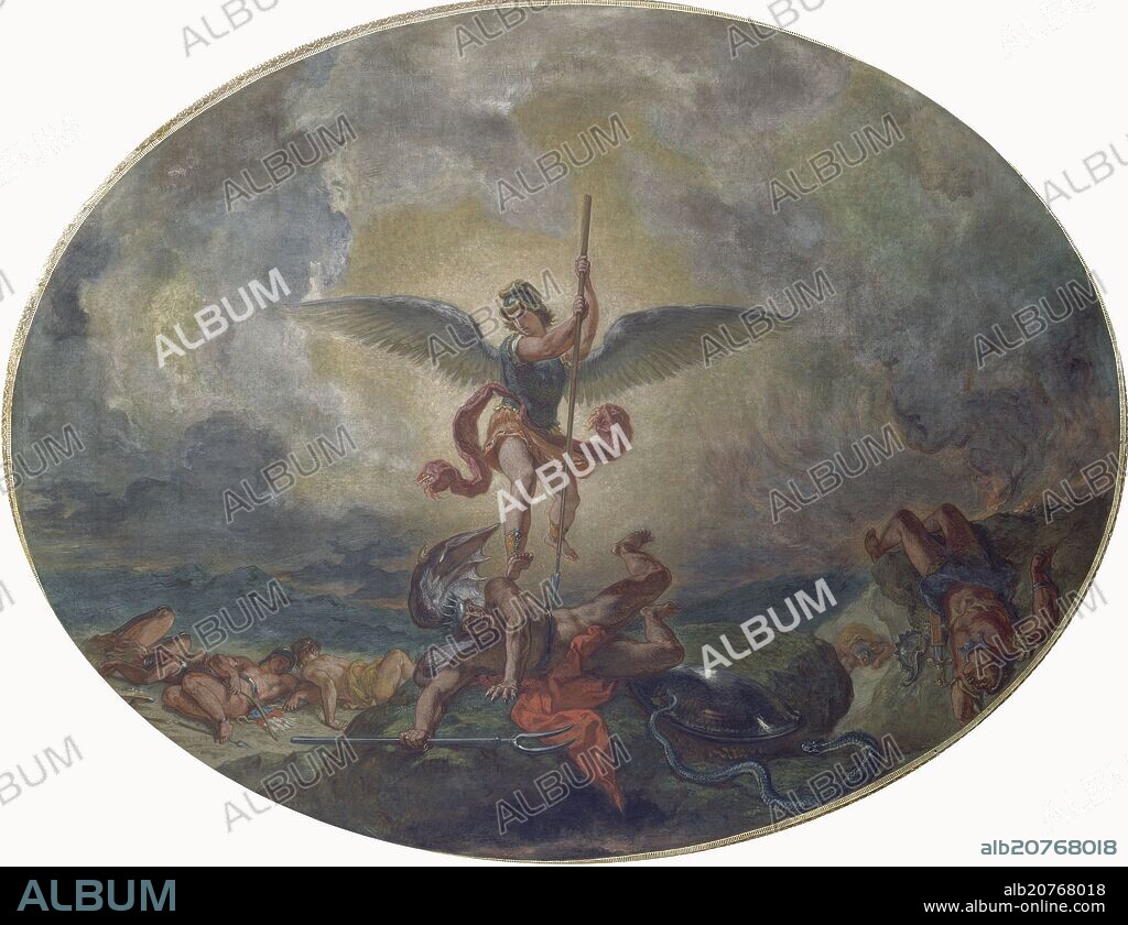 EUGENE DELACROIX (1798-1863). SAN MIGUEL ARCANGEL VENCIENDO AL DRAGON - SIGLO XIX - ROMANTICISMO FRANCES.