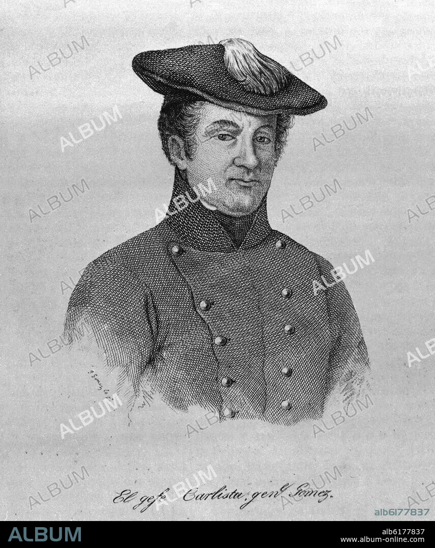 EL JEFE CARLISTA GENERAL GOMEZ - GRABADO S XIX.