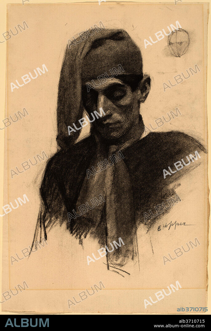EDWARD HOPPER. Jimmy Corsini. Dated: c. 1901. Dimensions: overall (approximate): 46.9 x 31 cm (18 7/16 x 12 3/16 in.). Medium: charcoal in black (and gray?) on laid paper.