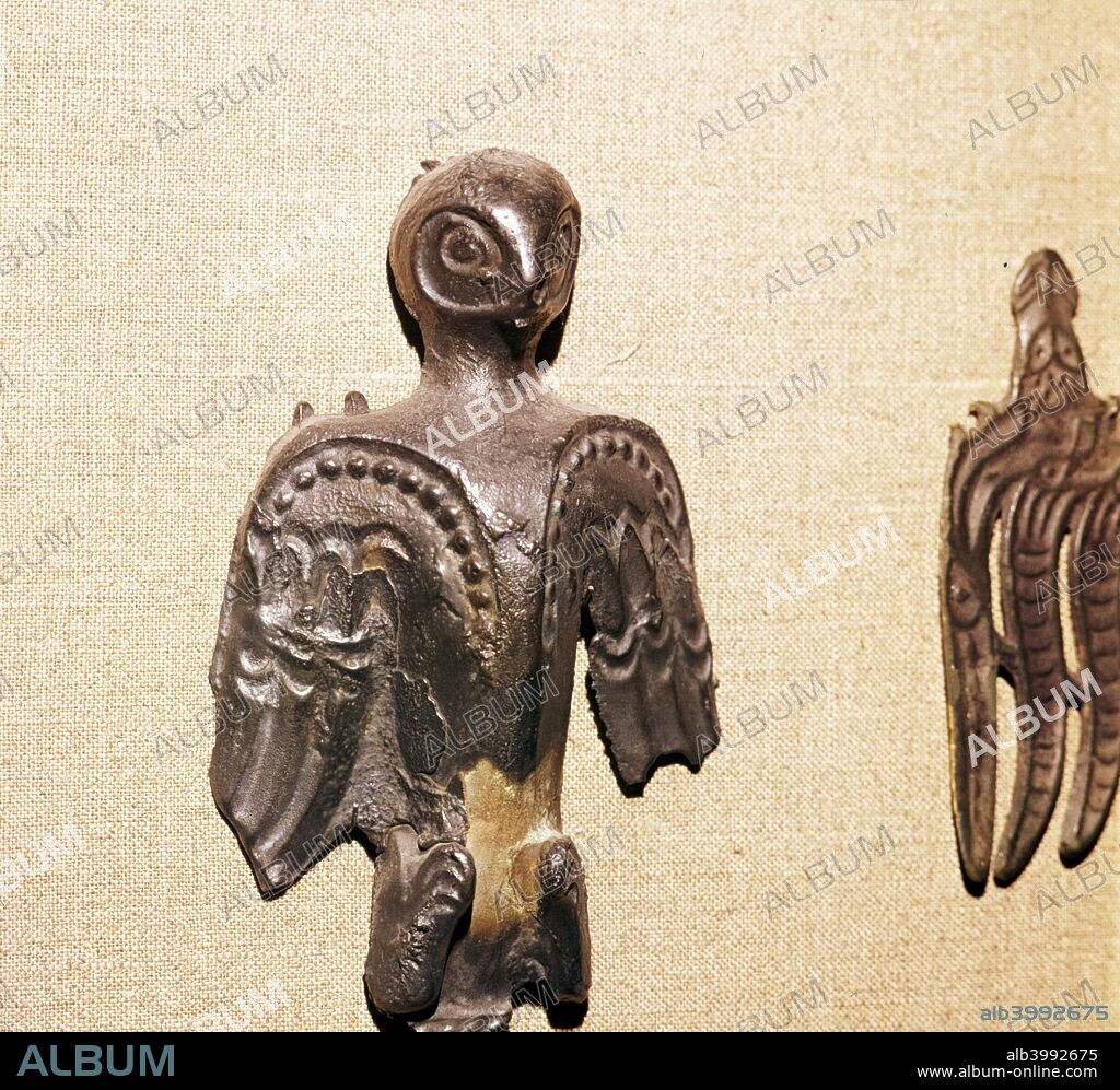 Bronze used in Shaman's practices, Kama River Tribes,3rd century BC-8th century. 'Miraculous image' relating to shamanism and magic. State Hermitage Museum. Leningrad.