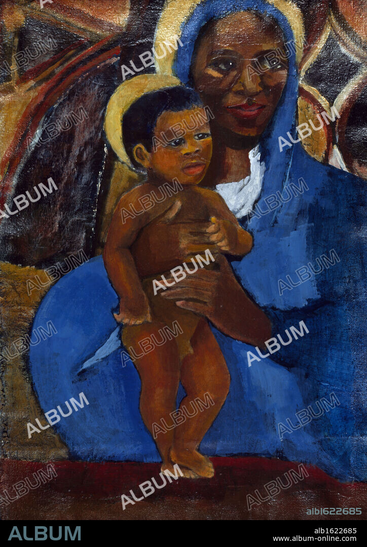 Black Madonna I (Classic) by Elizabeth Barakah Hodges,  mixed media,  April 1998,  Iris Rose Hart Collection.