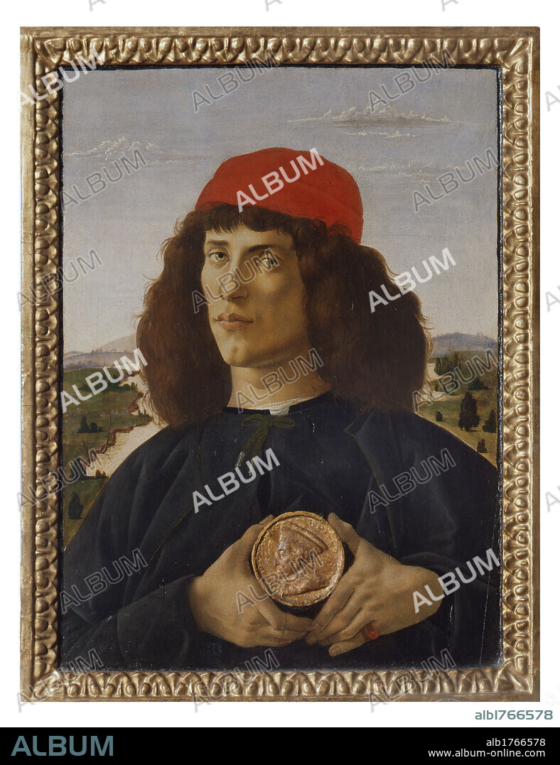 Portrait of a Man with a Medal of Cosimo the Elder, by Filipepi Sandro Known as Botticelli, 15th Century, 1474-1475 about, tempera on panel, cm 57,5 x 44. Italy, Tuscany, Florence, Uffizi Gallery. Authorization required for non editorial use.