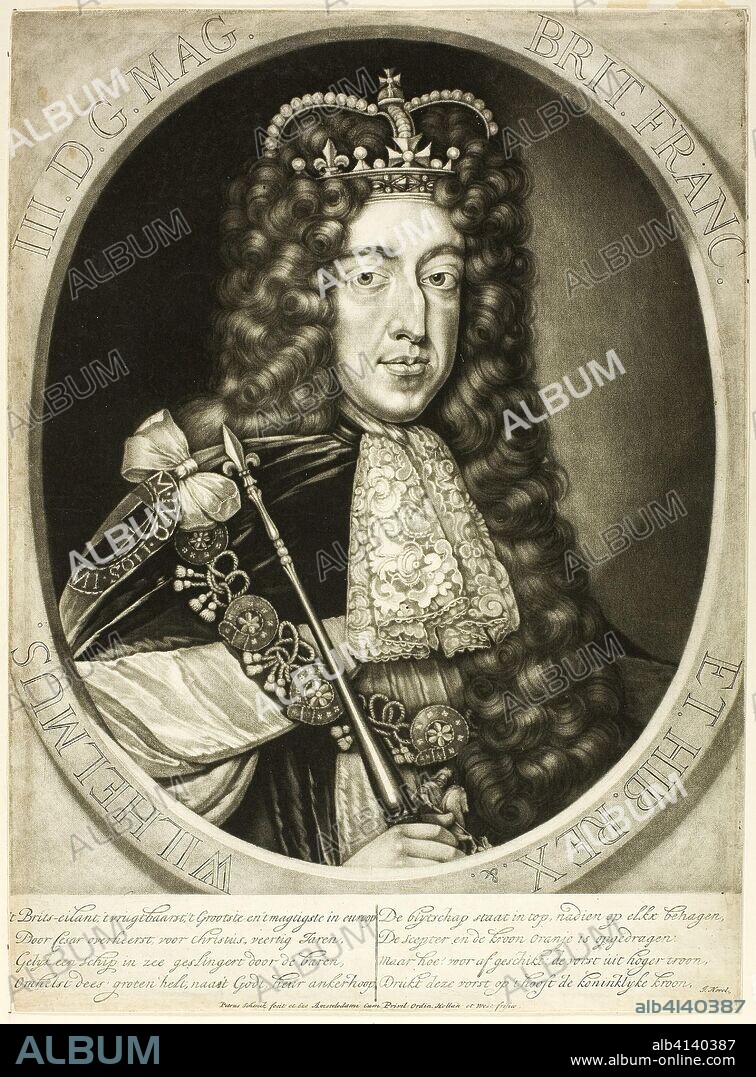 William III, King of England. Pieter Schenk; Dutch, 1660-1711. Date: 1689-1700. Dimensions: 335 x 245 mm. Mezzotint and engraving in black on ivory laid paper. Origin: Netherlands.