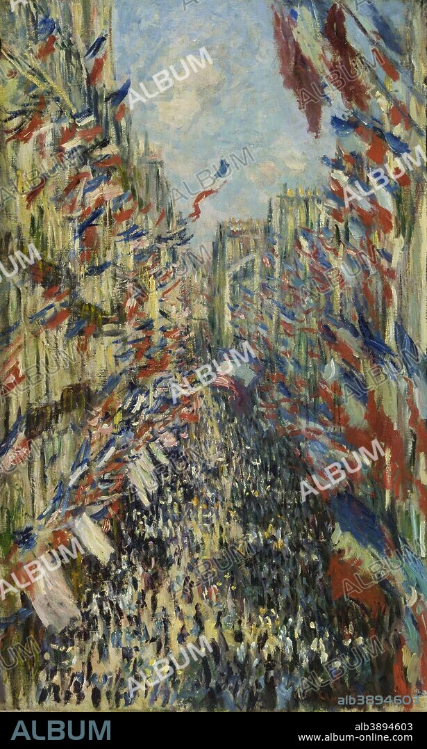 CLAUDE MONET. La rue Montorgueil à Paris. Fête du 30 juin 1878 The Rue Montorgueil in Paris. Celebration of June 30, 1878. Date/Period: 1878. Painting. Oil on canvas. Height: 810 mm (31.88 in); Width: 500 mm (19.68 in).
