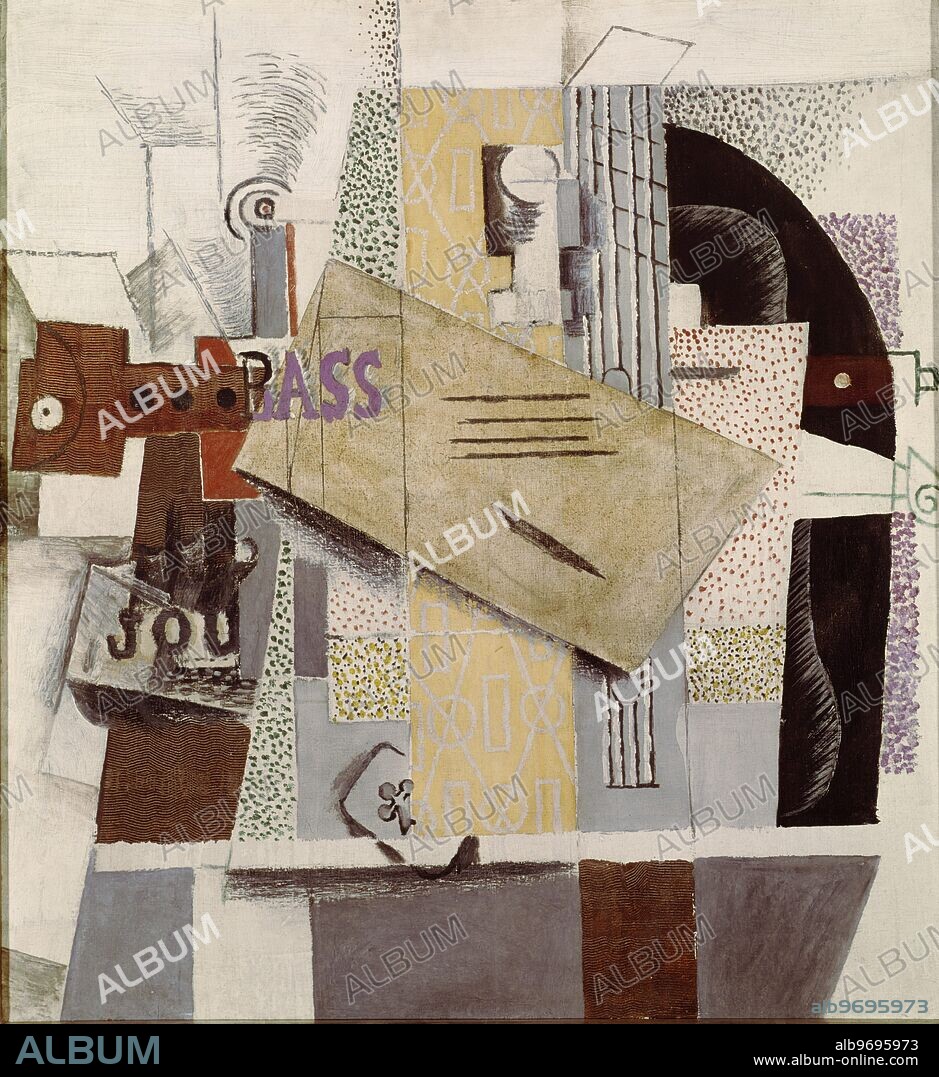 The Violin - 1914 (still life). by Pablo Picasso. Pablo Ruiz Picasso (Full name) (October 25, 1881 in Málaga, Spain - April 8, 1973) was a Spanish painter and sculptor. One of the most recognized figures in 20th century art, he is best known as the co-founder, along with Georges Braque, of cubism.. Gallery of Modern Art, Paris. Musee National d'Art Moderne, Centre Pompidou, Paris, France . ©TopFoto.