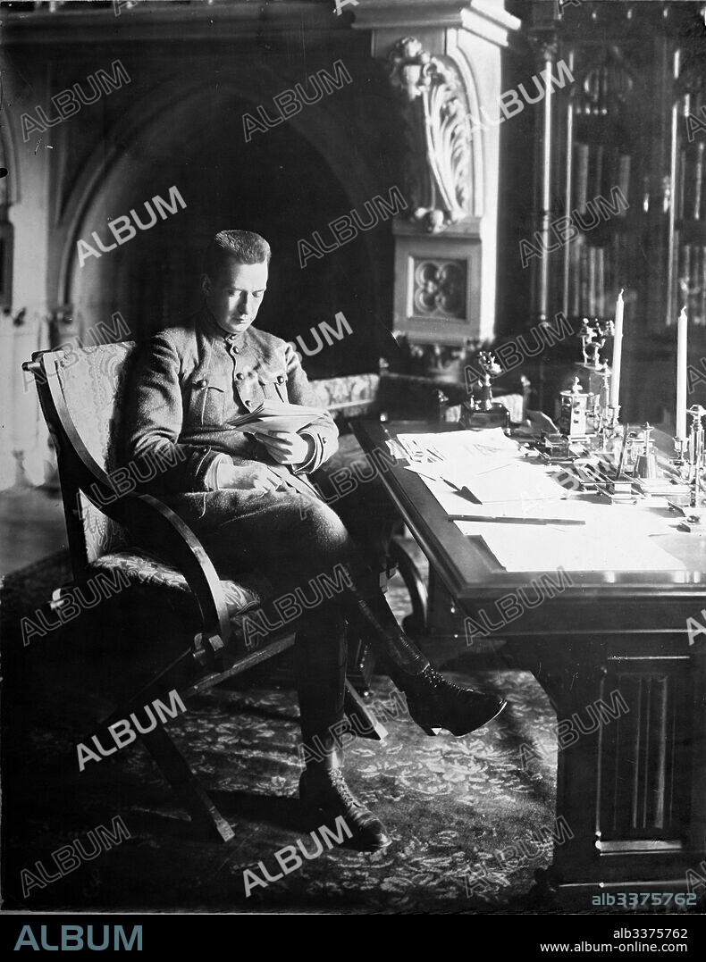 ANONYMOUS. Prime Minister of the Russian Provisional Government Alexander Kerensky in his bureau in the Winter Palac.