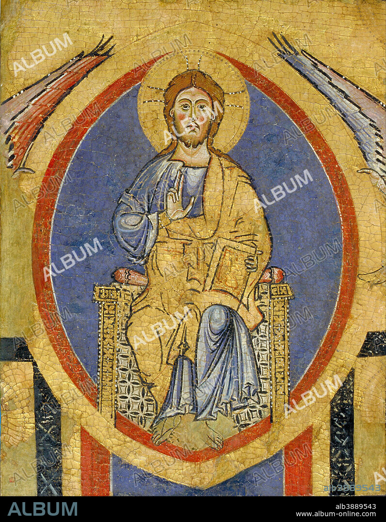UNKNOWN. Part of a Crucifix with the Ascent of Christ. Date/Period: Third quarter of 13th century. Painting. Tempera and gold leaf on walnut wood. Height: 320 mm (12.59 in); Width: 250 mm (9.84 in).