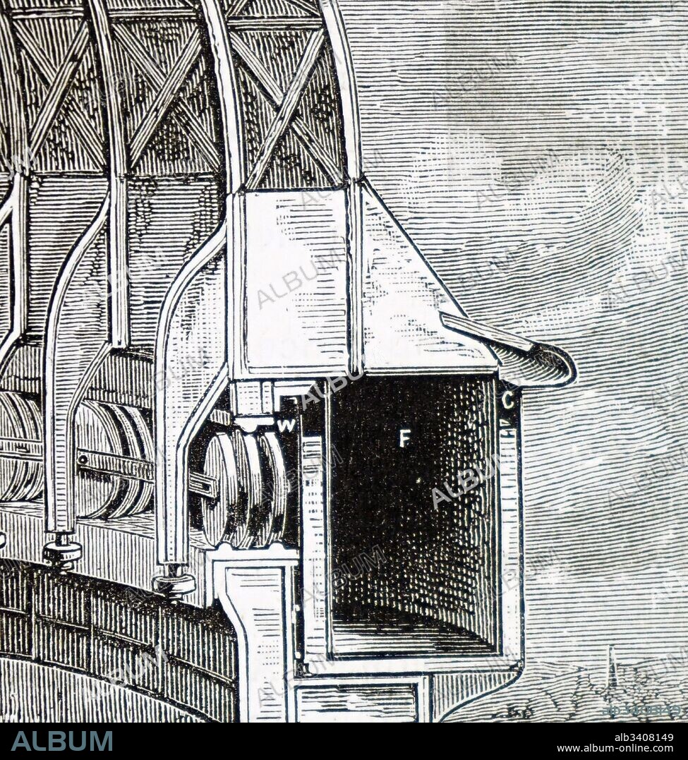 Engraving depicting the dome of the Nice Observatory, an astronomical observatory located in Nice, France on the summit of Mont Gros. France. Dated 19th Century.