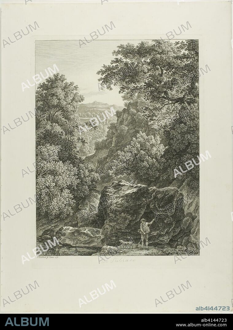 A Subiaco, from Malerisch Radierte Prospekte aus Italien. Johann Christian Reinhart; German, 1761-1847. Date: 1792. Dimensions: 350 × 265 mm (image); 378 × 281 mm (plate); 500 × 375 mm (sheet). Etching on ivory laid paper. Origin: Germany.