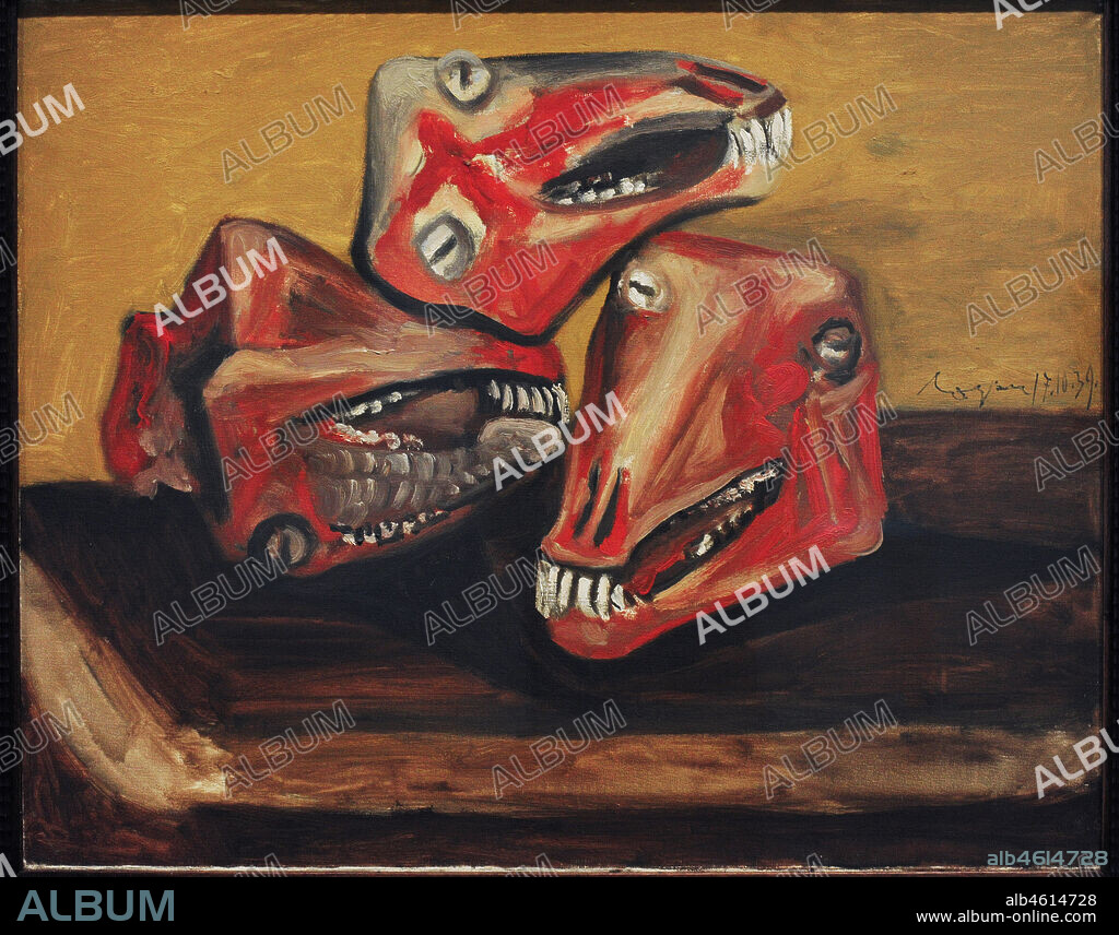 Pablo Picasso (Pablo Ruiz Picasso) (1881-1973). Pintor español. Trois têtes de mouton (Tres cabezas de cordero), Royan, 17 de octubre de 1939. Oleo sobre lienzo, 65 x 89 cm. Museo Nacional Centro de Arte Reina Sofía. Madrid. España.