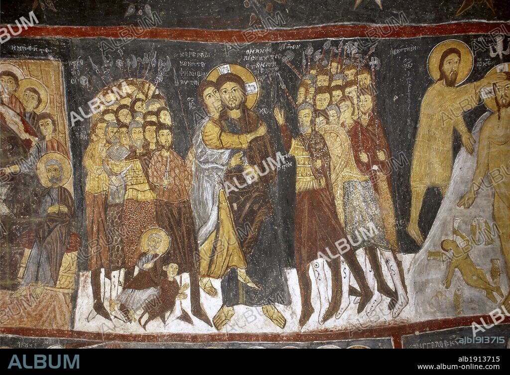 Turkey. Church of St. John (Karsi Kilise). 11th century. Fresco depicting the Kiss of Judas or Betrayal of Christ. Byzantine style. Gulsehir. Central Anatolia. Nevsehir province. (Cappadocia).