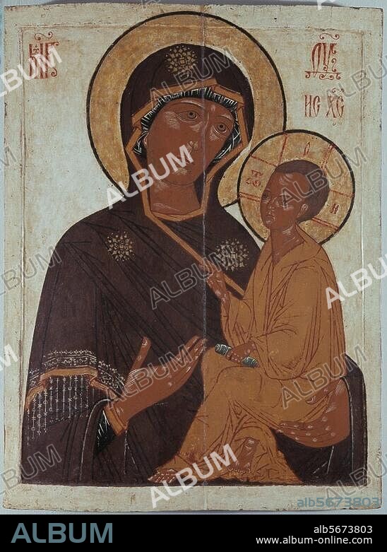 ANONYME. Icon painting, Russian, Moscow School, c. 1600. The Madonna of Tichvin. On wood, 87.8 × 66.5cm. Recklinghausen, Ikonenmuseum.