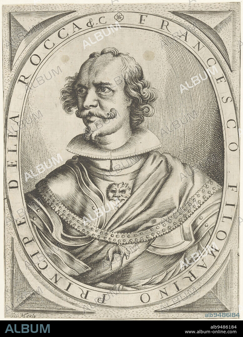 Portrait of Francesco Filomarino, Prince of Rocca d'Aspro, print maker: Giovanni Merlo, (mentioned on object), Italy, c. 1636 - c. 1699, paper, engraving, etching, h 194 mm - w 145 mm.