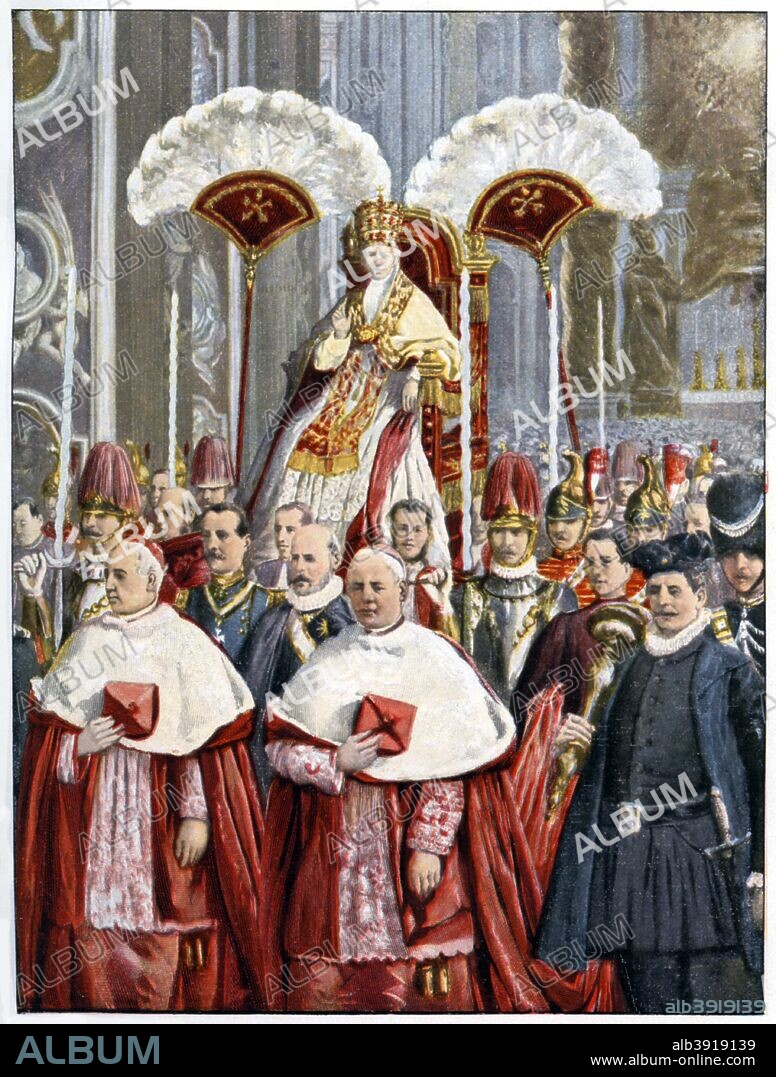 Pope Leo XIII in The Basilica of Saint Peter, Rome, 1900. Vincenzo-Giacchino Pecci (1810-1903) was elected Pope in 1878.