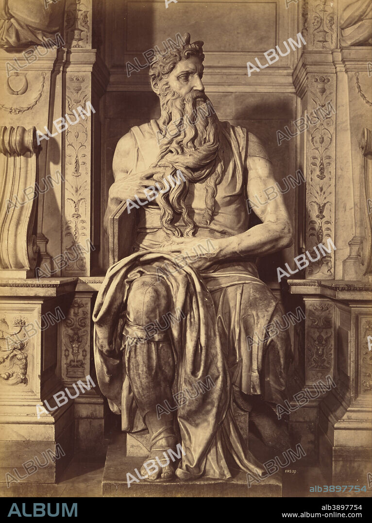 FRATELLI ALINARI. [Moise by Michael Angelo, central sculpture of the Tomb of Julius the Second]. Date/Period: Ca. 1860 - 1870. Print. Albumen silver. Height: 572 mm (22.51 in); Width: 428 mm (16.85 in).