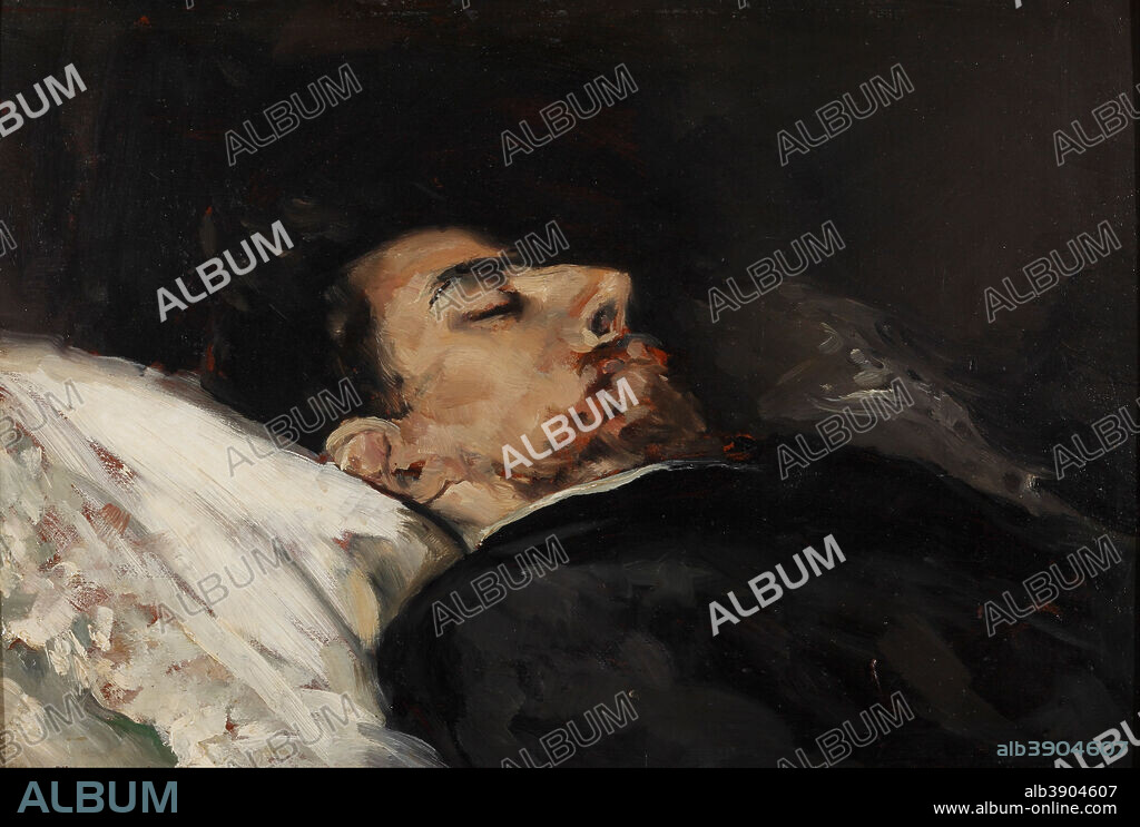 VICENTE PALMAROLI. Gustavo Adolfo Bécquer on his Death Bed. Date/Period: 1870. Painting. Oil on board. Width: 43 cm. Height: 29 cm (Without frame).