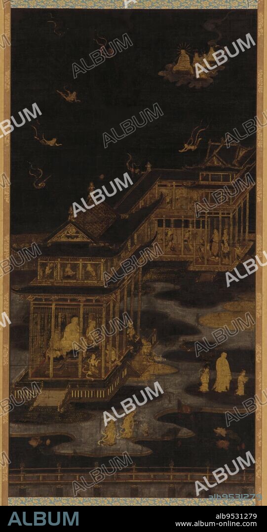KASUGA KAISHI. Paradise of Amida Buddha (Amitabha). Origin: Japan. Color and gold on silk. Date: 794-1185. Period: Heian period.