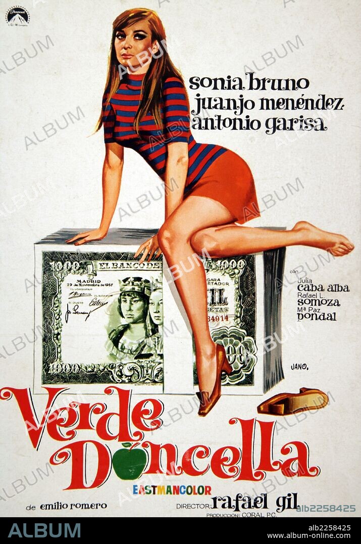 PELICULA : VERDE DONCELLA , 1968. BASADA EN LAS COMEDIA HOMONIMA DE EMILIO ROMERO. DIRECTOR : RAFAEL GIL. ACTORES : SONIA BRUNO ,JUANJO MENENDEZ.