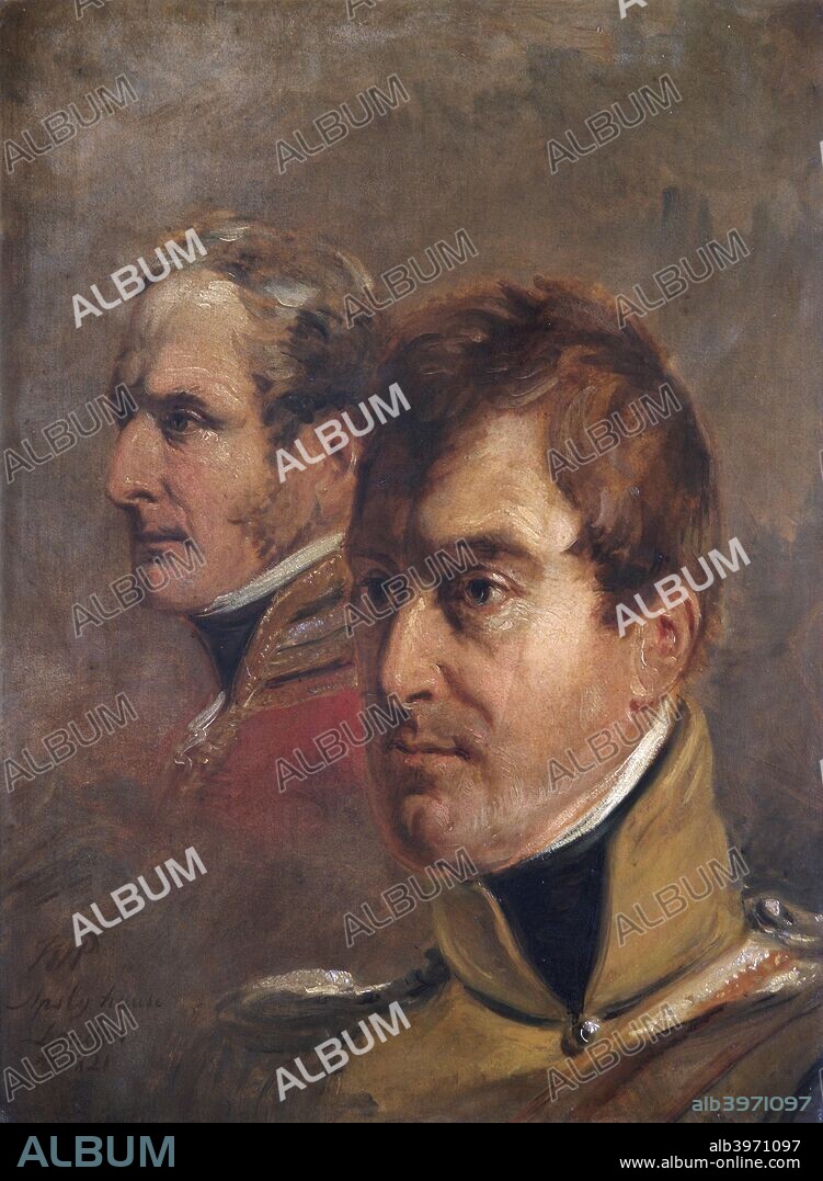 Portrait of British Major-Generals Sir Frederick Ponsonby Sir Colin Campbell, 1821. Both Ponsonby (1783-1837) and Campbell (1776-1847) served at the Battle of Waterloo in 1815. Ponsonby was Colonel of the 12th Light Dragoons and was severely wounded following a charge to support the withdrawal of the Union Brigade. Campbell was commandant at Allied headquarters and (other than Wellington) was the only man on the general staff to survive the battle uninjured. From the collection of Apsley House, London.