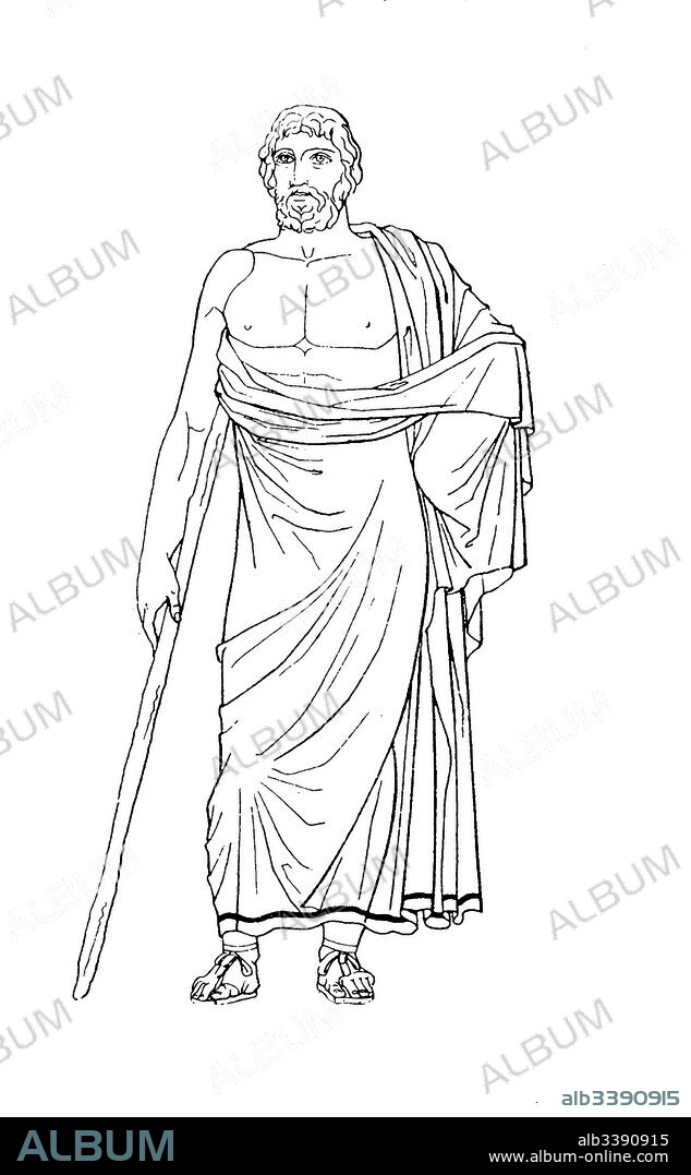Greek, clothed with a Himation, Philosoph, Greece, History of fashion, costume story.