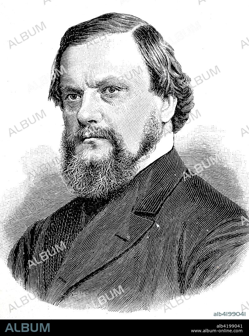 Paul Ludwig Adalbert Falk, August 10, 1827 - July 7, 1900, was Prussian Minister of Culture, Germany, digital improved reproduction of an original print from the 19th century.