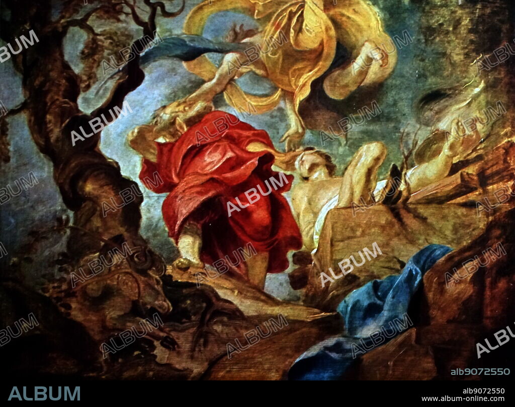 Painting titled 'The Sacrifice of Abraham' by Peter Paul Rubens (1577-1640) a Flemish/Netherlandish draughtsman and painter. Dated 17th Century.
