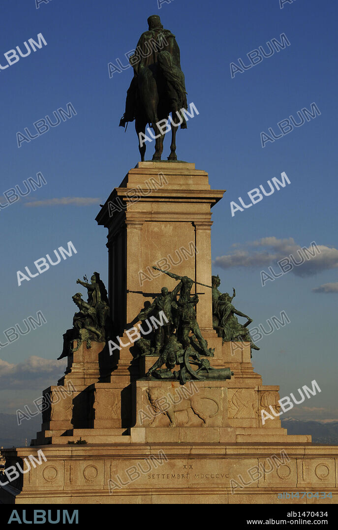 Equestrian monument dedicated to Giuseppe Garibaldi (1807-1882). By Emilio Gallori (1846-1924), 1895. Piazza Garibaldi, Rome, Italy.