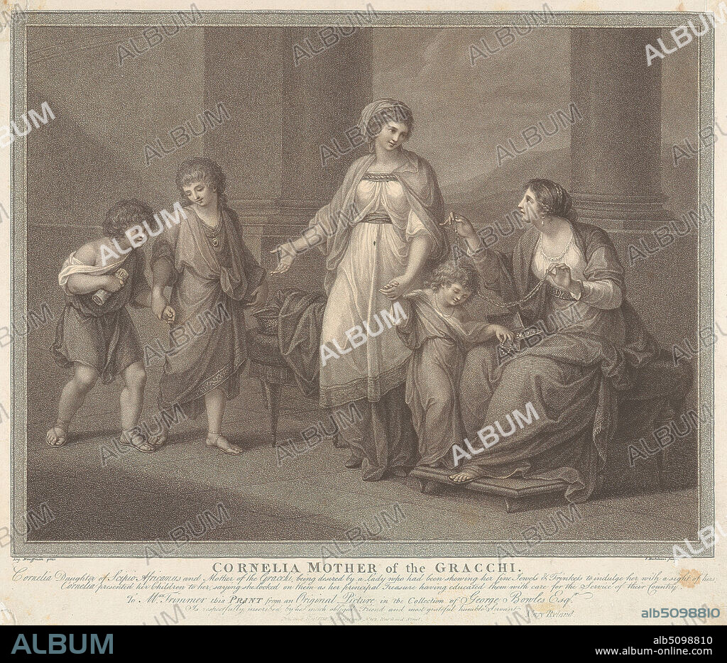 Cornelia, Mother of the Gracchi, Francesco Bartolozzi RA, 17281815, Italian, active in Britain (176499), after Angelica Kauffmann RA, 17411807, Swiss, active in Britain (176681), 1788, Engraving.
