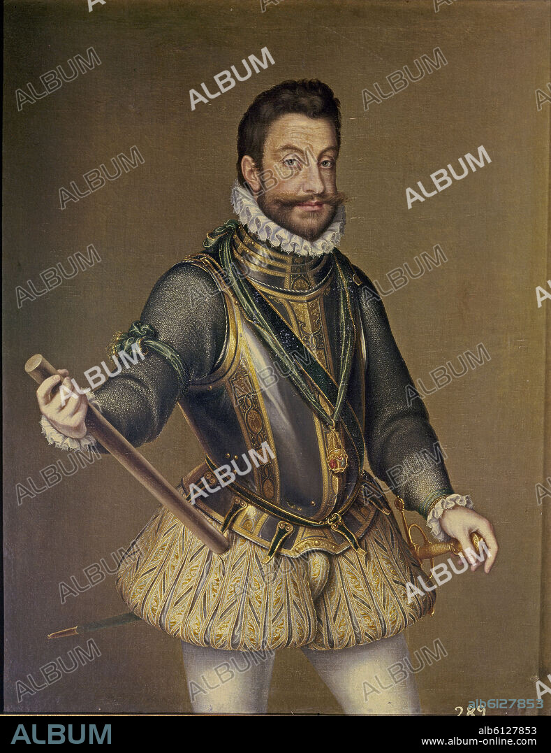 ALONSO SANCHEZ COELLO. RETRATO DE MANUEL FILIBERTO DE SABOYA - SIGLO XVI.