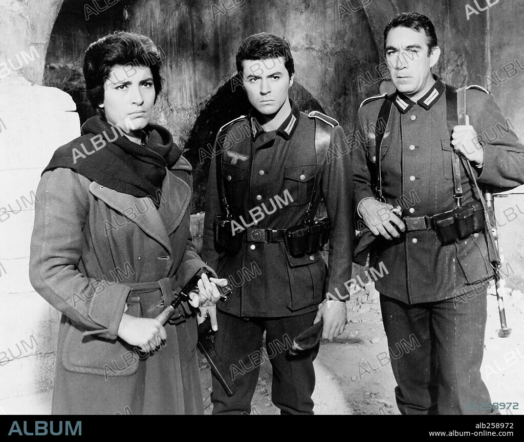 ANTHONY QUINN, IRENE PAPAS and JAMES DARREN in THE GUNS OF NAVARONE, 1961, directed by J. LEE THOMPSON. Copyright COLUMBIA PICTURES.