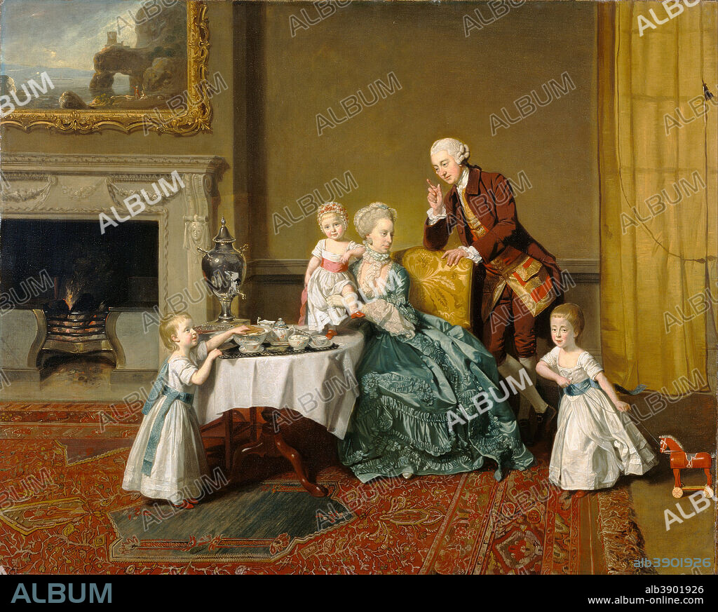 JOHANN ZOFFANY. John, Fourteenth Lord Willoughby de Broke, and his Family. Date/Period: Ca. 1766. Painting. Oil on canvas. Height: 1,003 mm (39.48 in); Width: 1,257 mm (49.48 in).