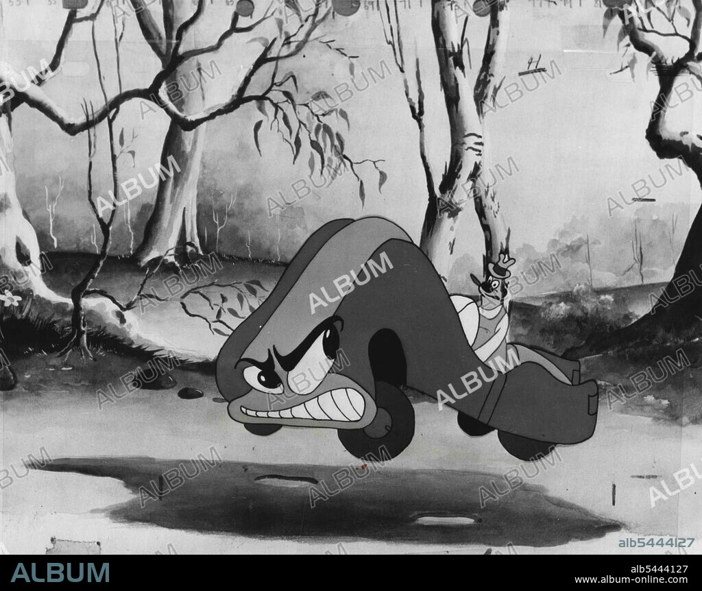 The Tiger takes things into its own hands, drags Bimbo over rough roads and through houses and fences until it finally lands.... December 15, 1954.
