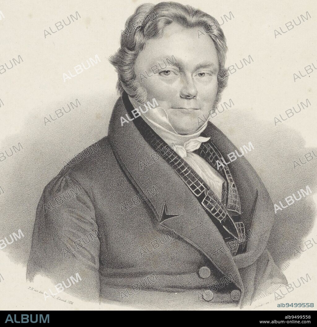 Portrait of Jöns Jacob Berzelius, anonymous, 1836, Below the portrait the name of the person portrayed., print maker: anonymous, publisher: P.H. van den Heuvell, (mentioned on object), printer: Hilmar Johannes Backer, (mentioned on object), publisher: Leiden, printer: Dordrecht, 1836, paper, h 425 mm - w 297 mm.