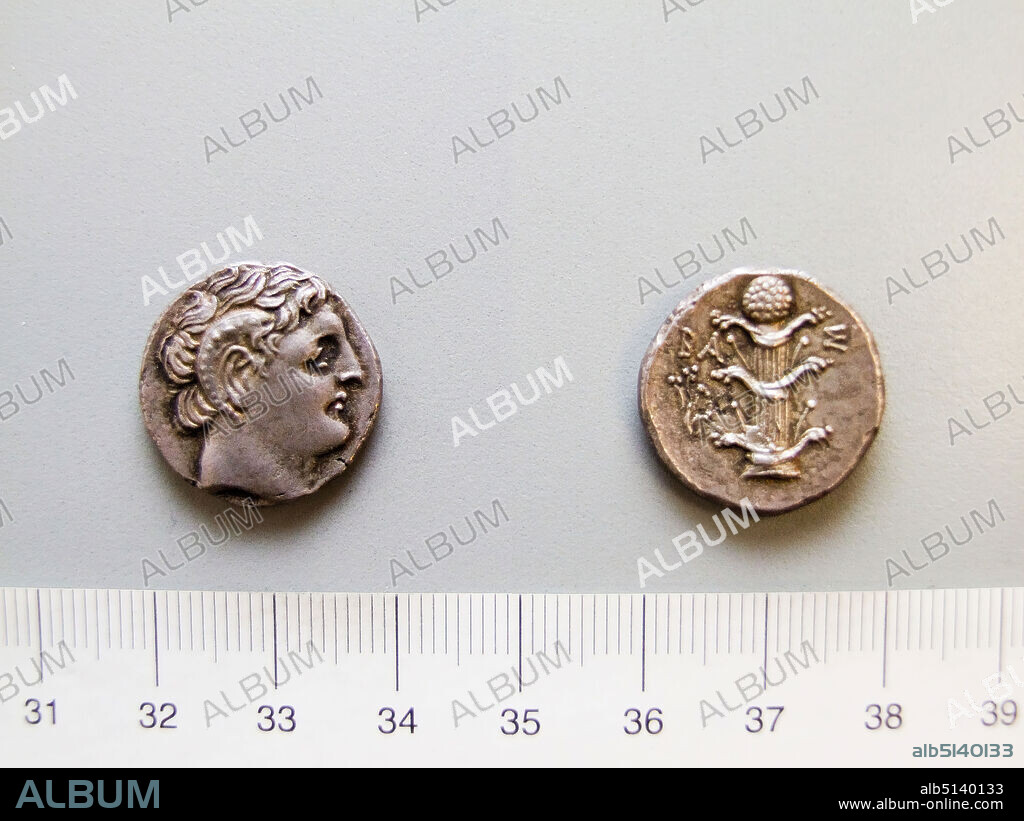 Ruler: Magas, Mint: Cyrene, Didrachm of Magas from Cyrene, 308277 B.C., Silver, 7.02 g, 11:00, 20.1 mm, Made in Cyrene, Cyrenaica, Greek, 4th3rd century B.C., Numismatics.