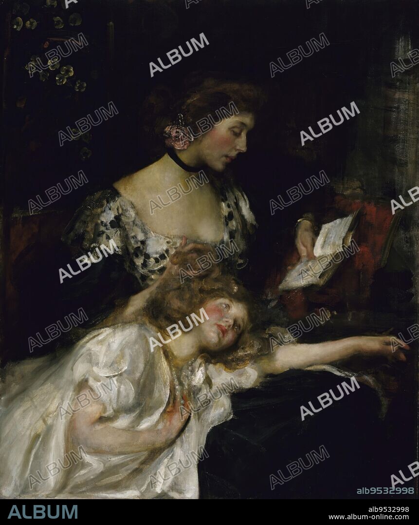 SIR JAMES JEBUSA SHANNON. Mother and Child (Lady Shannon and Kitty). oil on canvas. Date: ca. 1900-1910.