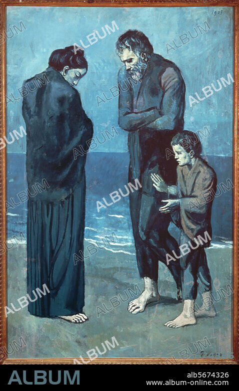 PABLO PICASSO. Picasso, Pablo 1881-1973. - "Les pauvres au bord de la mer", Barcelone, 1903. Huile sur bois, H. 1,05 ; L. 0,69. Washington, National Gallery of Art.