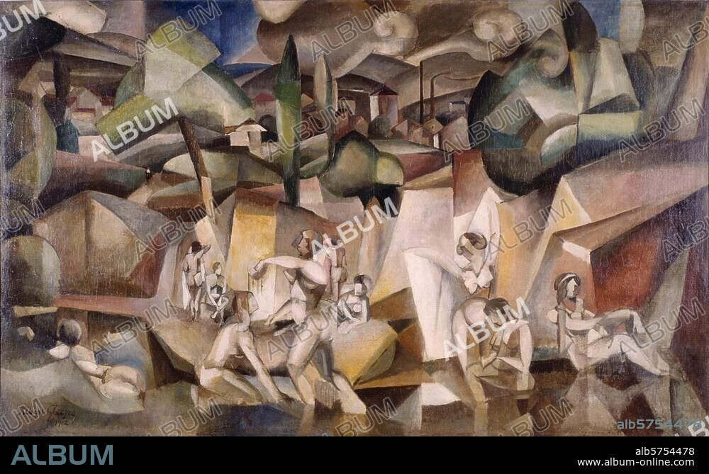 ALBERT GLEIZES. Gleizes, Albert ; 1881-1953. "Les Baigneuses", 1912. Huile sur toile, H. 1,05 ; L. 1,71. Centre Georges Pompidou, Paris, Musée National d'Art Moderne.