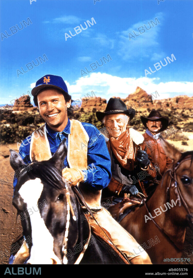 BILLY CRYSTAL, BRUNO KIRBY y JACK PALANCE en COWBOYS DE CIUDAD, 1991 (CITY SLICKERS), dirigida por RON UNDERWOOD. Copyright FIRST INDEPENDENT.
