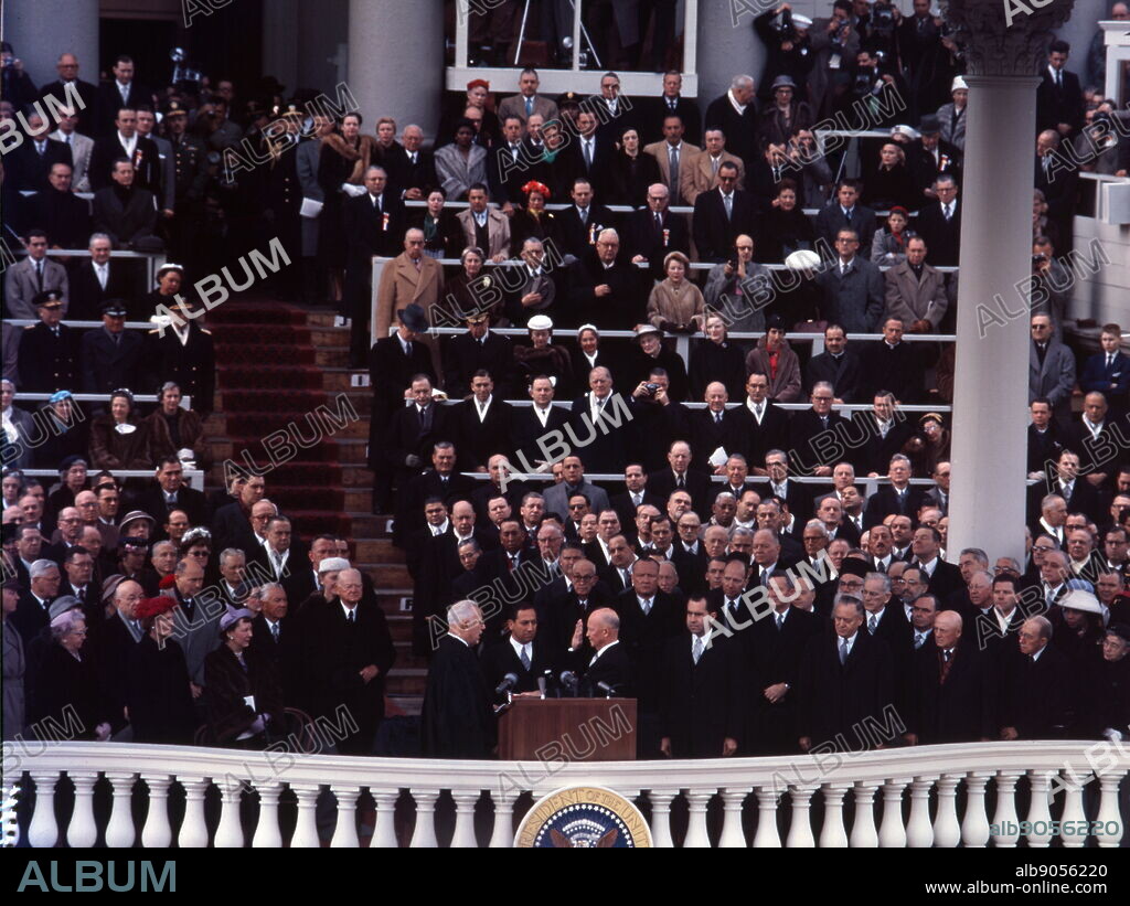 The second inauguration of Dwight D. Eisenhower as President of the United States, was held privately on Sunday, January 20, 1957 and publicly the following day, January 21, 1957. The inauguration marked the commencement of the second four-year term of Eisenhower as President and Richard Nixon as Vice President. Chief Justice Earl Warren administered the Oath of office.