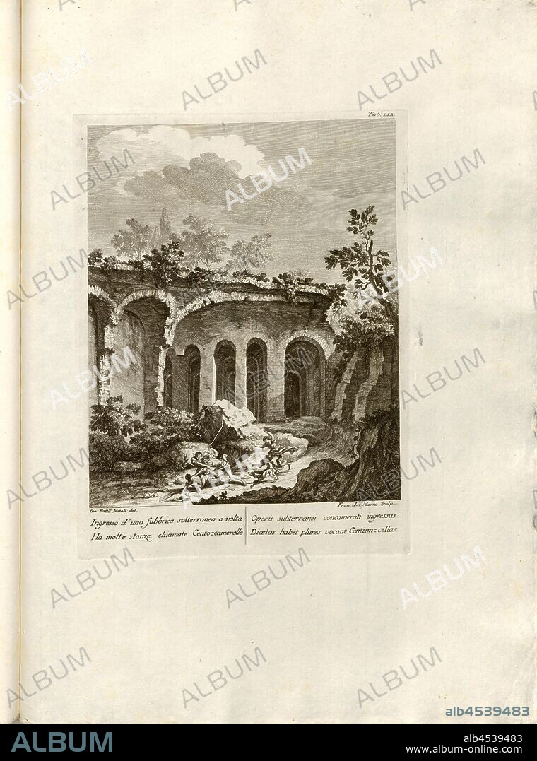 Entrance to a vaulted underground factory. It has many rooms called Cento-camerelle, Cistern Cento Camerelle in Bacoli, signed: Gio., Batta Natali del, Franc., La Marra sculp, Tab. LIX, Natali, Giovan Battista (del.); La Marra, Francesco (sc.), 1768, Paolo Antonius Paoli: Avanzi delle antichita esistenti a Pozzuoli Cuma e Baja. [Neapel]: [s.n.], Anno A.C.N.MDCCLXVIII. [1768].