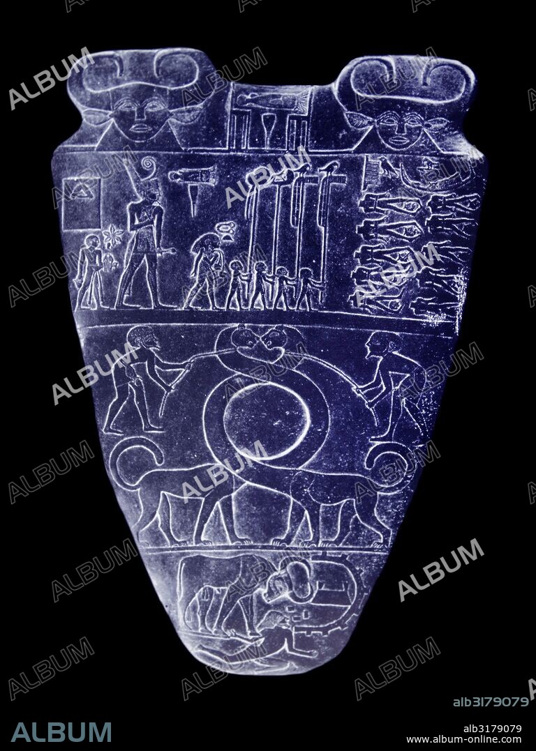 The Narmer Palette, also known as the Great Hierakonpolis Palette or the Palette of Narmer, is a significant Egyptian archaeological find, dating from about the 31st century BC, containing some of the earliest hieroglyphic inscriptions ever found.