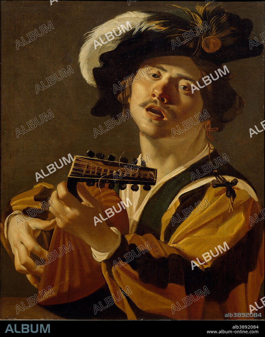 DIRCK VAN BABUREN. The Lute Player. Date/Period: 1622. Painting. Oil on canvas. Height: 71.20 mm (2.80 in); Width: 58.50 mm (2.30 in).