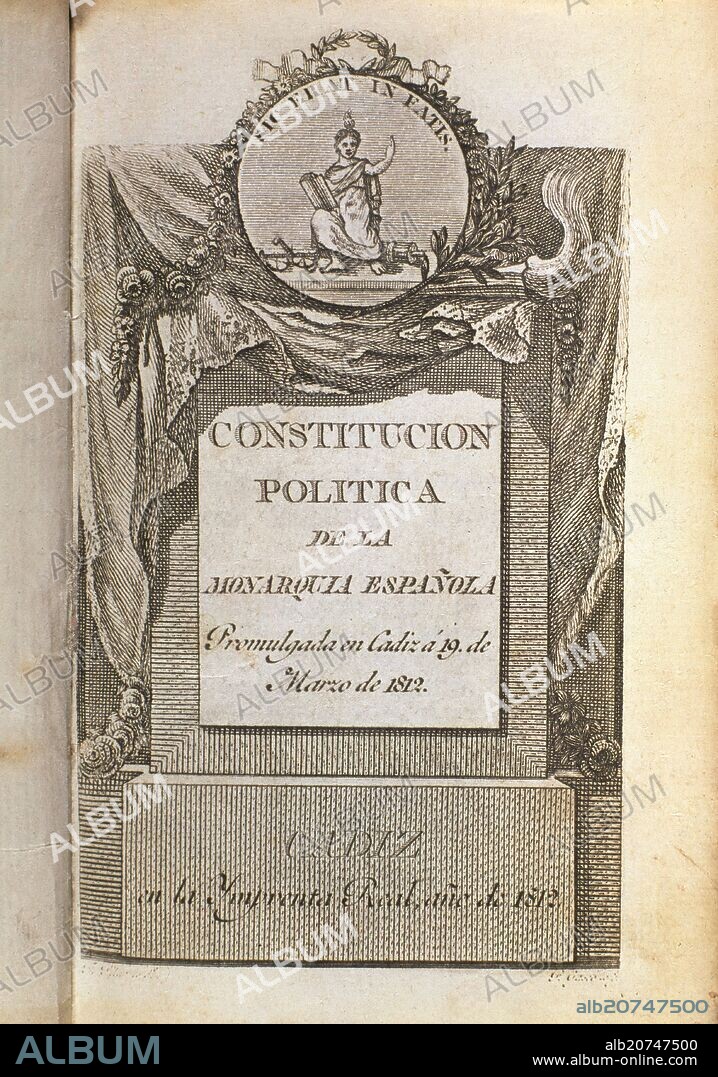PORTADA DE LA CONSTITUCION DE 1812.