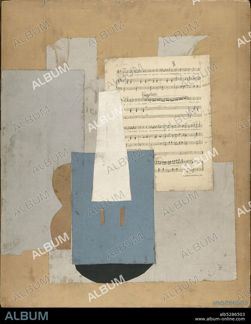 PABLO PICASSO. Violon et feuille de musique (Violin and sheet music).