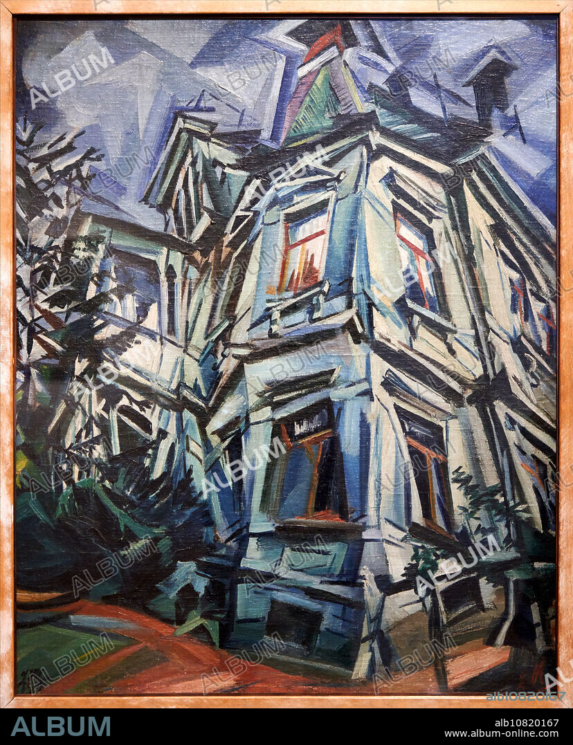 "The Corner House (Villa Kochmann, Dresden", 1913, Ludwig Meidner (1884-1966), Thyssen Bornemisza Museum, Madrid, Spain, Europe, Thyssen Bornemisza Museum, Madrid, Spain, Europe.