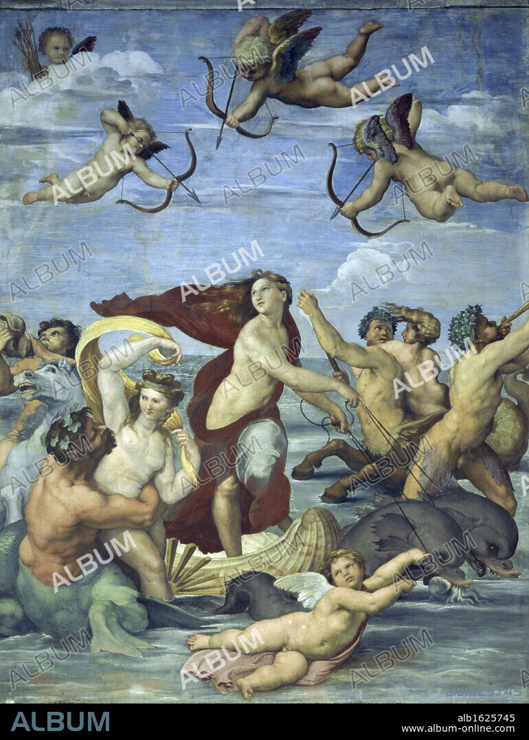 The Triumph of Galatea  1511  Raphael (1483-1520 Italian)   Fresco  Villa Farnesina, Sala di Galatea, Rome.